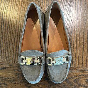 Kate Spade Sage Green Suede Sport Loafers with Gold-tone Buckles Women's 7M